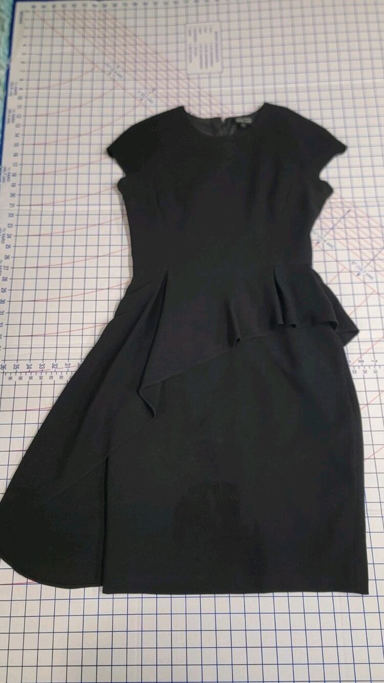 Rickie Freeman Teri Jon Black Wool Cap Sleeve Dress Sz 6 ~ MSRP $495